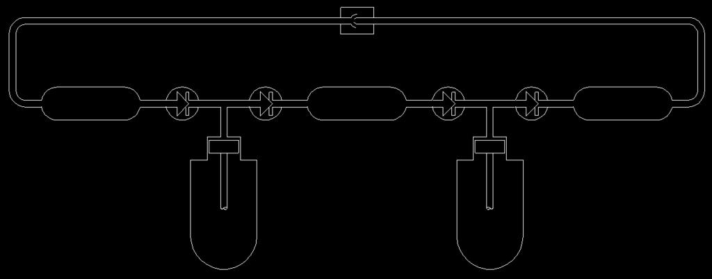 Schematic of 2-Stage Pump Compression spaces separated and put in series Each piston is equipped with a set of in/out check valves Design pressure ratio = 3:1 (500 psi output, 167 psi input) Return