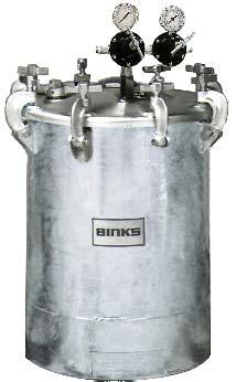 FLUID DELIVERY Pressure Tanks Stainless Steel 2, 5, 10 and 15 Gallon Pressure Tanks Binks 183S- ASME Code Tanks give you application flexibility with our best chemical resistance.