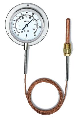VAPOR ACTUATED DIAL THERMOMETERS Offered in 31/2" and 41/2" dial sizes, these thermometers are furnished in four stainless steel case configurations for direct, surface or panel mounting.