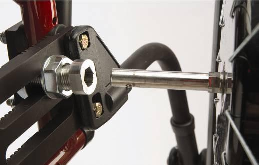 Rotate the lever arm to the park position and align with the hex in the axle sleeve. Push the axle back in and check the range of motion of the lever arm.