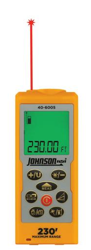 Laser Distance Measure 230' MODEL 40-6005 High speed micro processor calculates quickly Ideal for material and project estimating/bidding Stores 20 individual measurements sequentially Accurate to