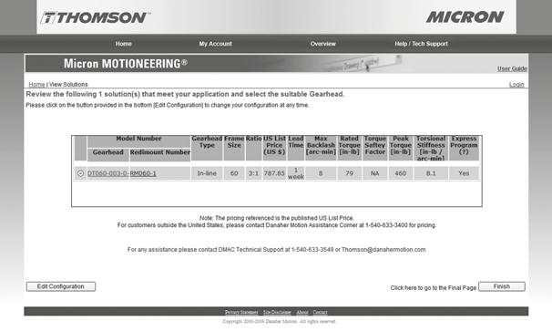 Micron MOTIONEERING Web-based sizing and selection tool for Micron TRUE Planetary Gearheads Gearhead Sizing and Selection Follow these easy steps for sizing and selection: Select orientation (in-line