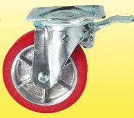 Sizes 100, 160 and 200mm RHH swivel plate, brake RHH fixed plate Available in Rexthane or rubber tyred wheel.