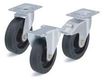 PALLET TRUCK, TROLLEY & CASTORS Light Duty Castors Made of high-quality nylon colour natural white, high abrasion resistance, low rolling resistance, smooth running performance on even floors, shock