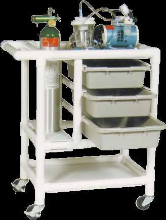 PVC Carts Crash Cart with Bins Only Oxygen Tank & Suction Pump sold separately.