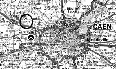 Context: Few days after D-day operations, we are located on the West side of Caen.