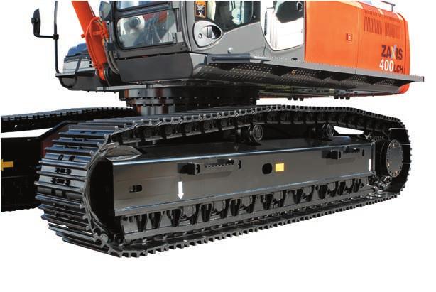 Conventional ZAXIS370MTH) Thickened track links extend service life. (vs.