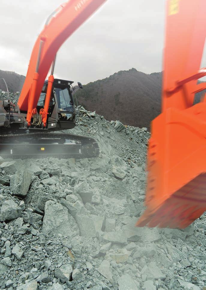 Boosted Productivity More Production, Less Fuel Consumption New hydraulic system HIOS III and new OHC 4-valve diesel engine were developed for ZAXIS-3.