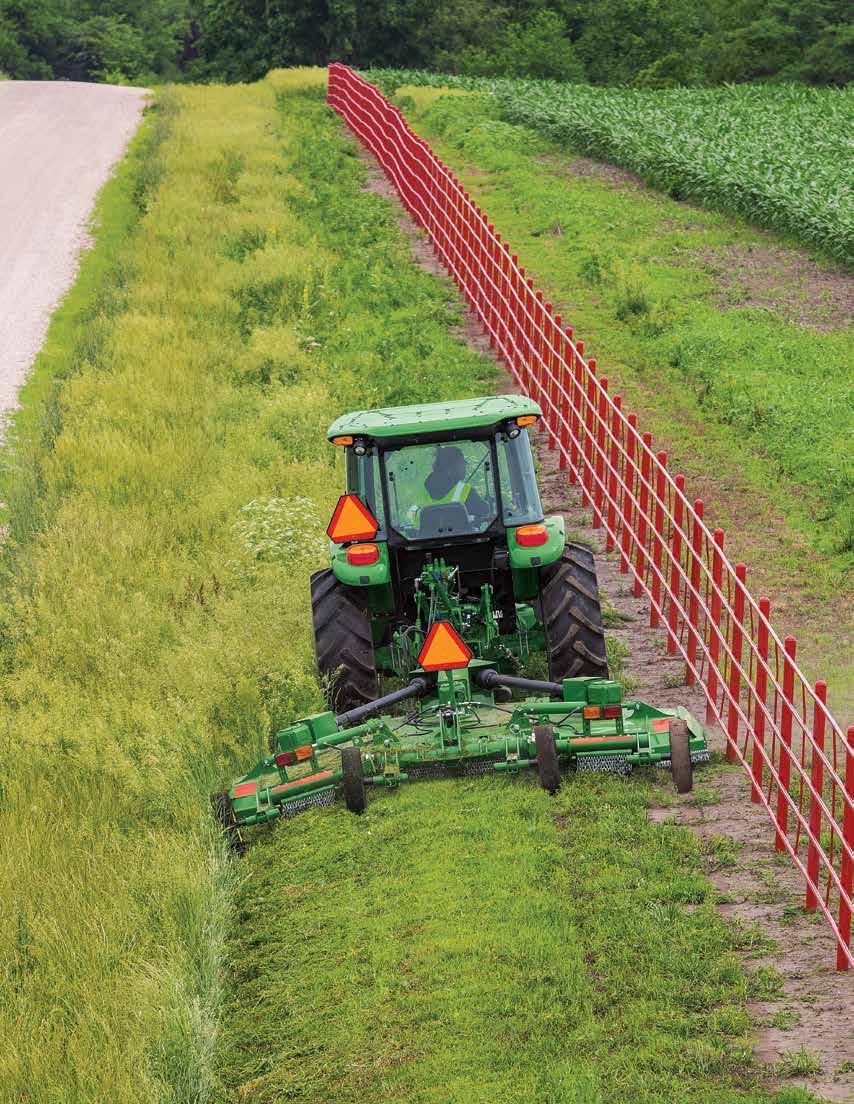 E SERIES E12, E15 MODELS A highly-coveted, 12-ft. cutting is now available from John Deere with the E12 model, a size that offers exceptional compatibility with smaller tractors.