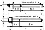 Anchor threaded stud Maxima Technical data Type M M10 M12 M16 M20 M24 M30 D M M10 M12 M16 M20 M24 M30 L 105 12 155 13 260 300 30 Nominal diameter of drill bit (d o ) 10 12 14 1 25 2 35 Tightening