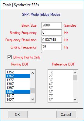 SYNTHESIZING DRIVING POINT FRFS We can verify the correctness of these Reference DOFs by synthesizing their driving-point FRFs and