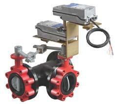 Figure 3: Three-Way Valve with M9000 Series Electric Actuator (without Weather Shield) Table 5: Three-Way Valves with M9000 Series Spring Return and on Spring Return Electric Actuators (without