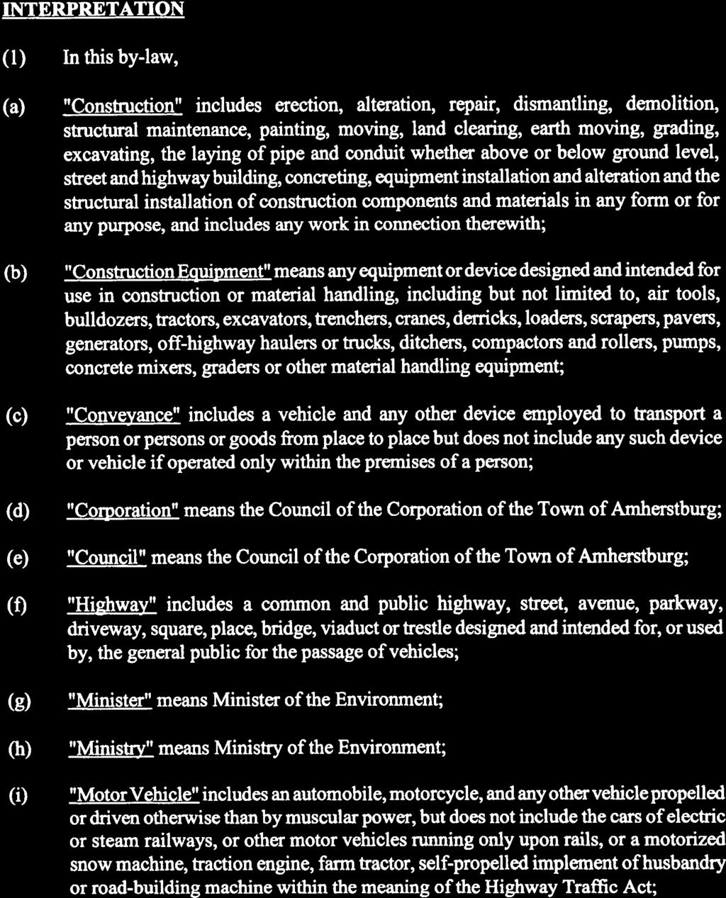 CORPORATION OF THE TOWN OF AMHERSTBURG BY-LAW NO. 2001-43 A By-law respecting the emission of sounds.