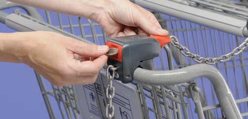 When returning the cart, insert the key from the cart in front into your cart s lock,