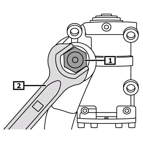Mount tightening belt to steering gear. Remove steering gear using suitable lifting tool. Figure 4 Loosen steering arm lever nut.