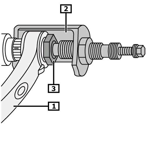 2 Fork wrench Remove the steering arm lever from the steering gear using a puller. (1)(2) Unscrew the steering arm lever nut(s).
