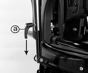 Pull the locking pin (c) and twist and unlock. Lift up the handle (b) and adjust the backrest. Pull the locking pin (c).