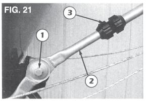 This control is adjustable to be used on several kinds of tractors. It is possible to incline the support (Fig. 21, ref.