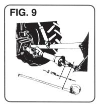 In this position, insert the cardan onto the two shafts. (Fig. 9) C) If this operation is not possible, please follow the instructions in the next section.