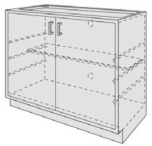 Standing Height Cabinets for Hoods Acid Storage Base Cabinets Solvent Storage Base Cabinets Full-height doors are lined with 1/8 (.32 cm) thick polyethylene Chemical resistant 3/16 (.