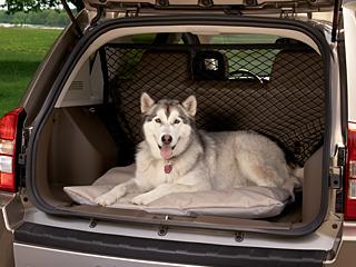 INTERIOR Cargo Trays & Mats - Dog Bed Keep your cargo area protected while keeping your pet comfortable. The bed is 31" x 36.5" x 2", made of Tan and Gray textured vinyl.