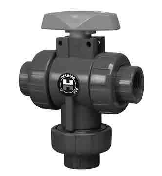 TW SERIES THREE-WAY TRUE UNION BALL VALVES One Piece Molded Body Fully Serviceable Rated to 150 PSI True Union Design Integrally Molded Stem Support and Mounting Platform Double O-Ring Stem Seals TW