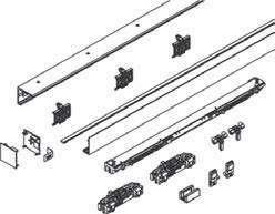 27 STK Track Set Ceiling (CE-S) 1 Panel (1P) Length: 11-/8" (2880) DRS Rails, Channels & Patch Fittings & Designer Pivots Offset Hung Patch Fittings Headers & MANET Sliding Pulls & Closers & Systems