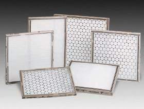 Disposable Fiberglass Panel Filter Heavy-duty one piece frame is bonded to industrial grade media with either metal retainer grill or scrim on one side.