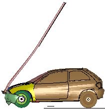 model of a MASH small car design vehicle, the researchers used a ballasted Geo Metro vehicle model to further evaluate various configurations of slip-base sign supports.
