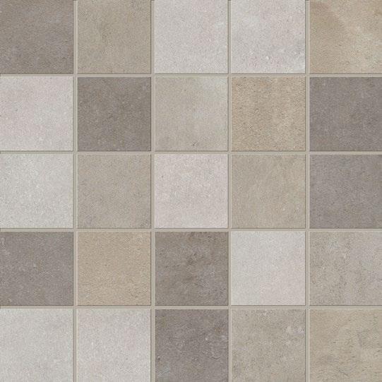 Mix Mosaic Mix Mosiac displays a geometric combination of all four shades of Nickel, Polvere, Pomice and Seta and has a 60 mm