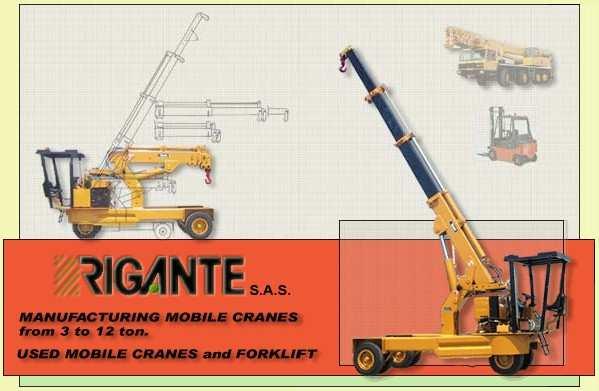 English RIGANTE TECNOLOGIE di M. D. The RIGANTE diesel Mobile Cranes from 3 to 15 ton.