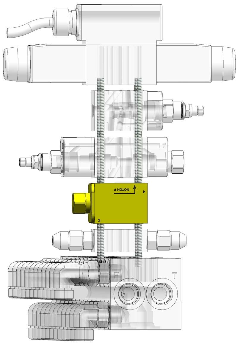 Canrig LWCV Assembly Instructions Solenoid Replacement studs (supplied with kit Other valve stacks not shown for clarity Note NOTCH P arrow designation
