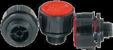 K0459 Vent screws with nonreturn valve cap stop Housing in black thermoplastic polyamide 66; cap in red thermoplastic polyamide 66;