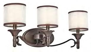 00 ~ 1D Mission Bronze Finish with Glass & Mesh Shades 10 h x 22 w 3 Lights @ 60w $349.