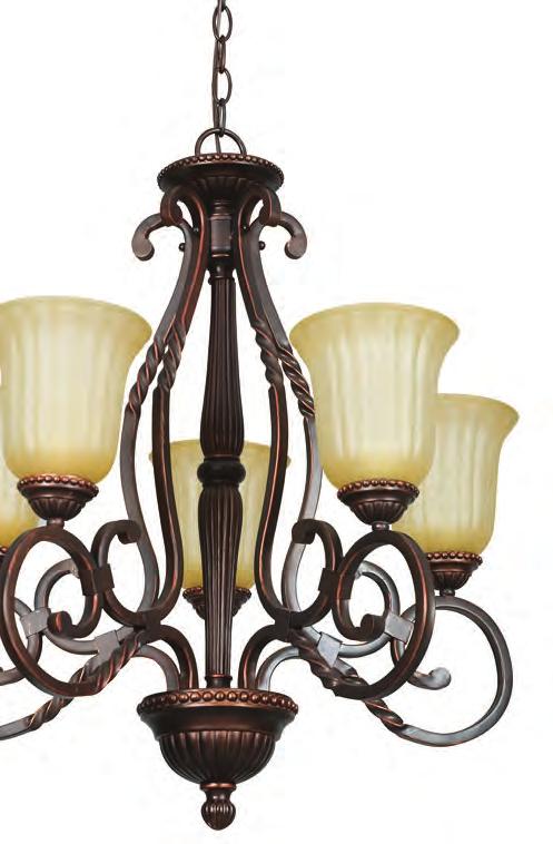 12 13 $139.00 ~ 12A Rubbed Bronze Finish with Tea Glass 27 h x 24 w 5 Lights @ 100w 3234-MA $79.