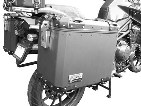 STEP 18: Each pannier is secured to the mount assembly via the bottom mounting lip and the hardware that connects it to the brackets in the top corners of the mount s rectangular hoop.