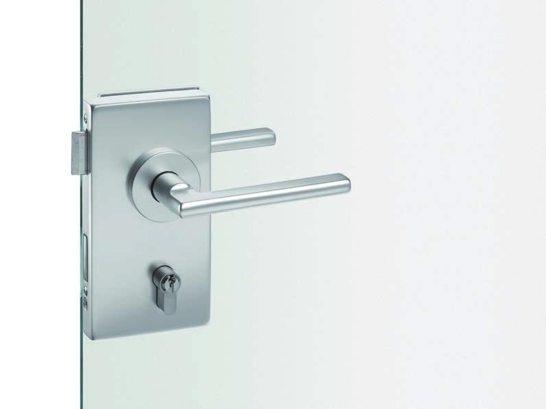 Glass door fittings 13 4220 C13 4220 041 (R) 13 4220 051 (L) B13 4220 042 (R) 13 4220 052 (L) Glass door fitting rectangular, with cover plates, with heavy-duty glass door lock (DIN 1 251-1, based on