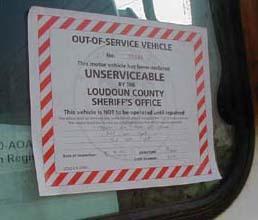 Out-of-Service Violation Requirements Vehicle The inspector will place an Out-of-Service Vehicle sticker on the vehicle for violations that are likely to cause an accident.