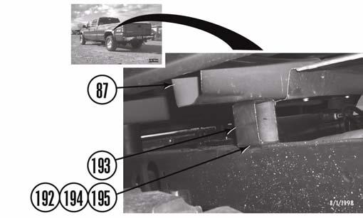 Adjust bumper to body clearance and tighten bolts (100, 102, 176, 182, and 191) and nuts (101, 178,