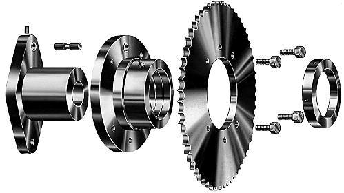 Bolt-On Shear Pin Sprockets Shear Pin sprockets provide simple, dependable protection against expensive machinery damage caused by overloads or jamming.
