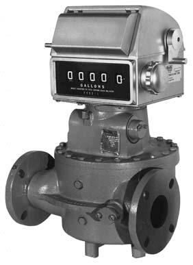 positive displacement meters. They are available with a straight-through or an angle flow path, and with Victaulic, NPT, or Class 125 NSI B16.1 flat-face flanges.