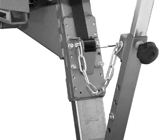Angle of the knee stops strap in the standing position. 2. If the angle of the strap needs to be adjusted, remove the roller's bracket by unscrewing and removing the four screws, see Fig. 42. 3.