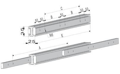 Heavy load extension guides HGT035 HGT030 Fig. 45 HGT 30 250 250 50-1000 300 300 100-1050 1.40 350 350 150-1100 1.0 4 400 400 200-1100 1.80 450 450 250-1050 2.00 500 500 300-1050 2.