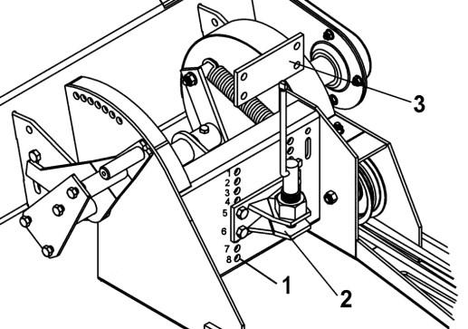 STEP 2 ROTARY TILLER PREPARATION Determine the set of holes (item 1) to use to attach the tiller s hitch (item 2) by using the following chart: NOTE: If you have used the short sleeves to install the