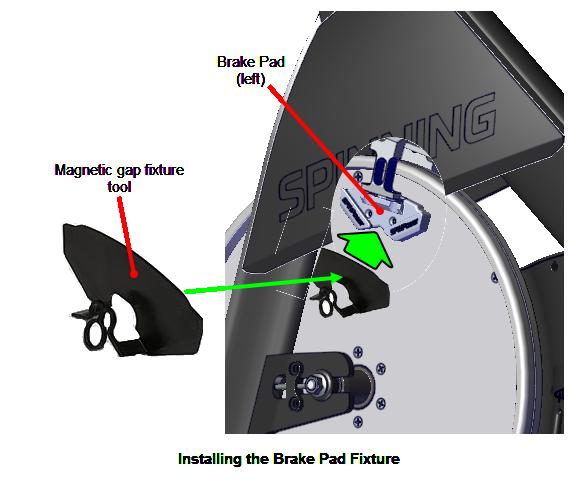 wheel surface. Continue sliding the fixture over the brake pad and press into position.