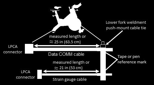 Data COMM cable: Pull the Data COMM cable upward thru the upper fork weldment cable access hole until snug.
