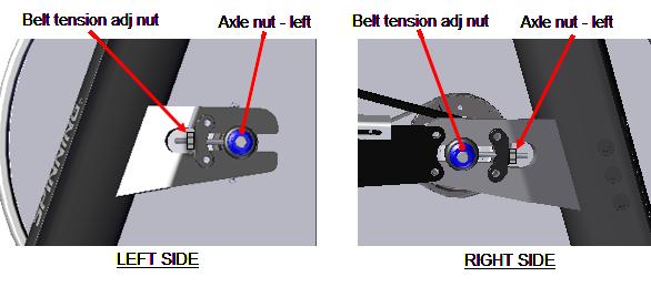 9. Remove drive belt tension by alternately loosening the left and right tension adjustment nuts using a 10 