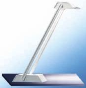 The slim double-tube profile keeps the lamp the ideal height above the desk.