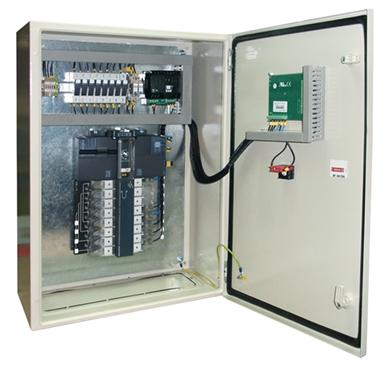 restored Cubicle composed of the electronic control module which is detecting a mains failure and of 2 contactors mechanically and electrically