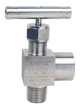 NV42, NV43 SERIES High Pressure Needle Valves GENTEC Valves Product Features Maximum operating pressure: 6000 psi (413 bar) (For pressure limitations under high temperature conditions, refer to